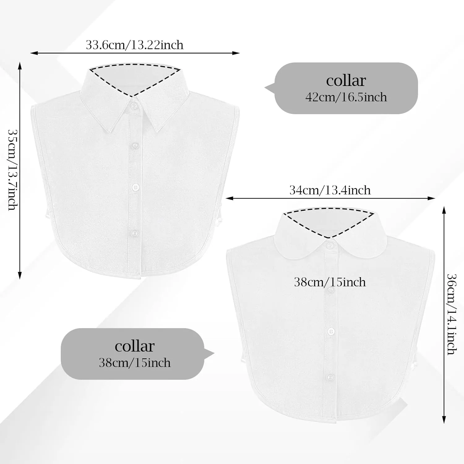 2 Pieces Fake Collar for Women Shirts, Detachable Collar Half False Blouse Dickey for Women Girls Outfits Accessory