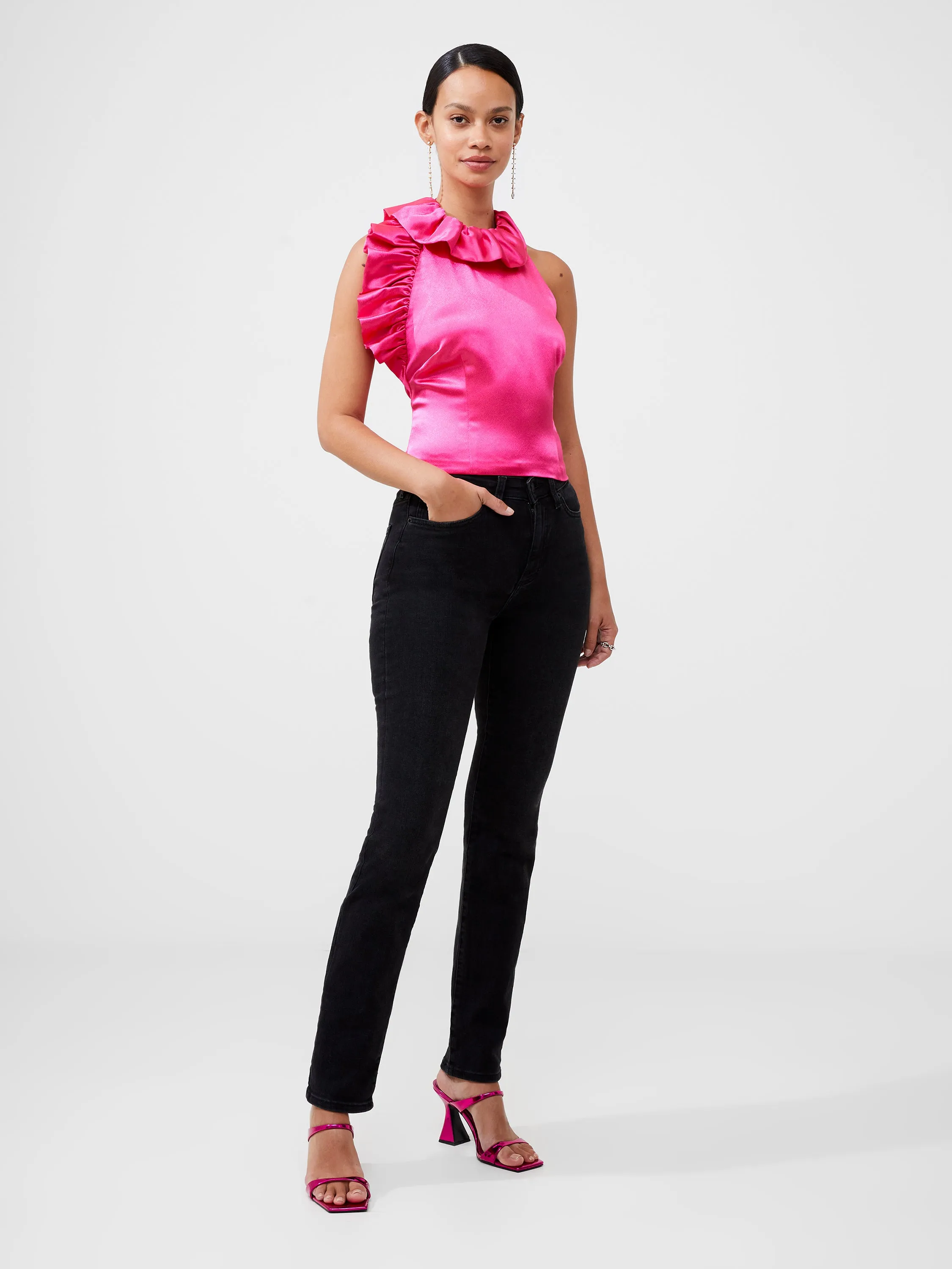 Adora Satin Ruffle Top