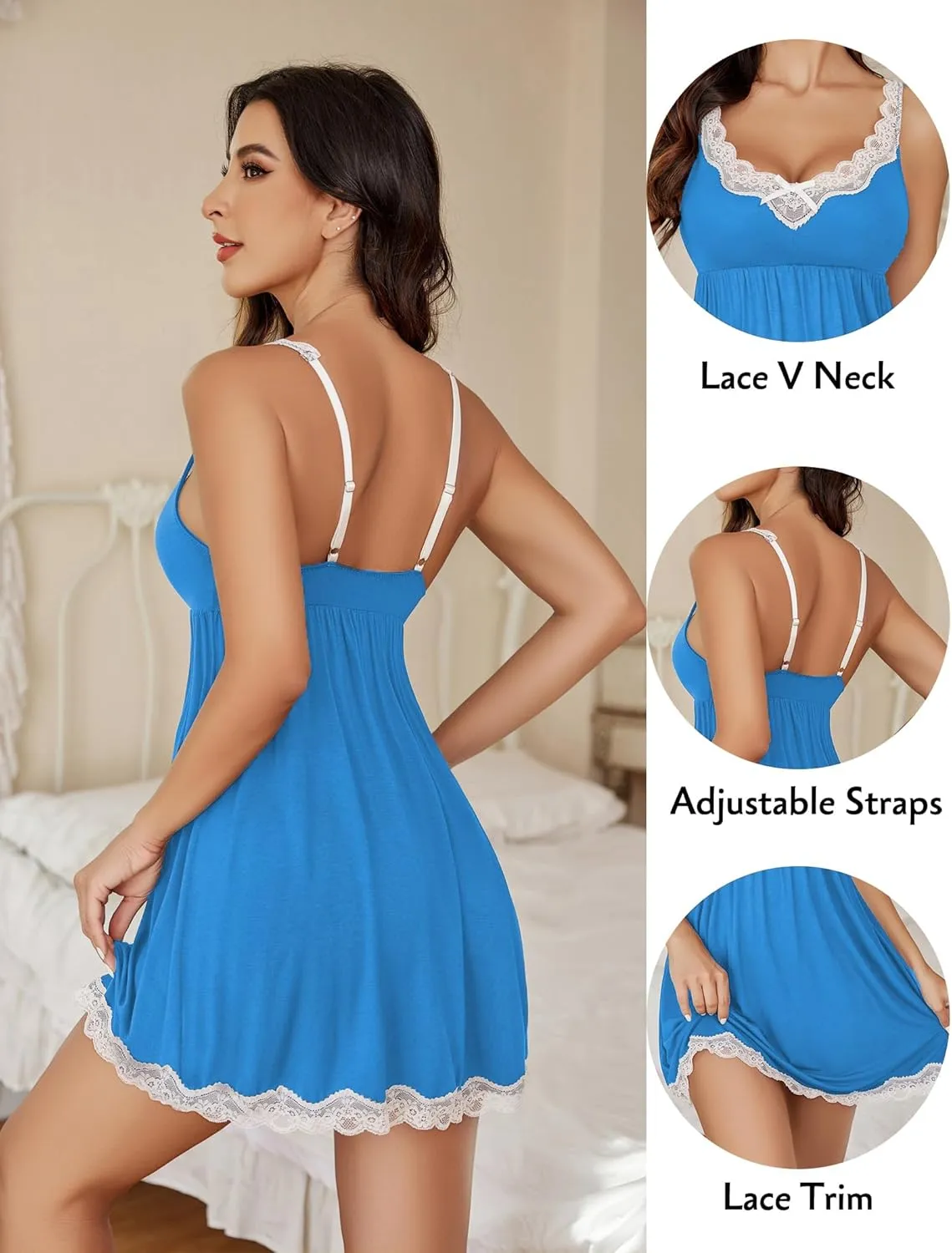 Avidlove Women Sexy Sleepwear Lace Chemise Nightgown Full Slip Babydoll Sleepwear