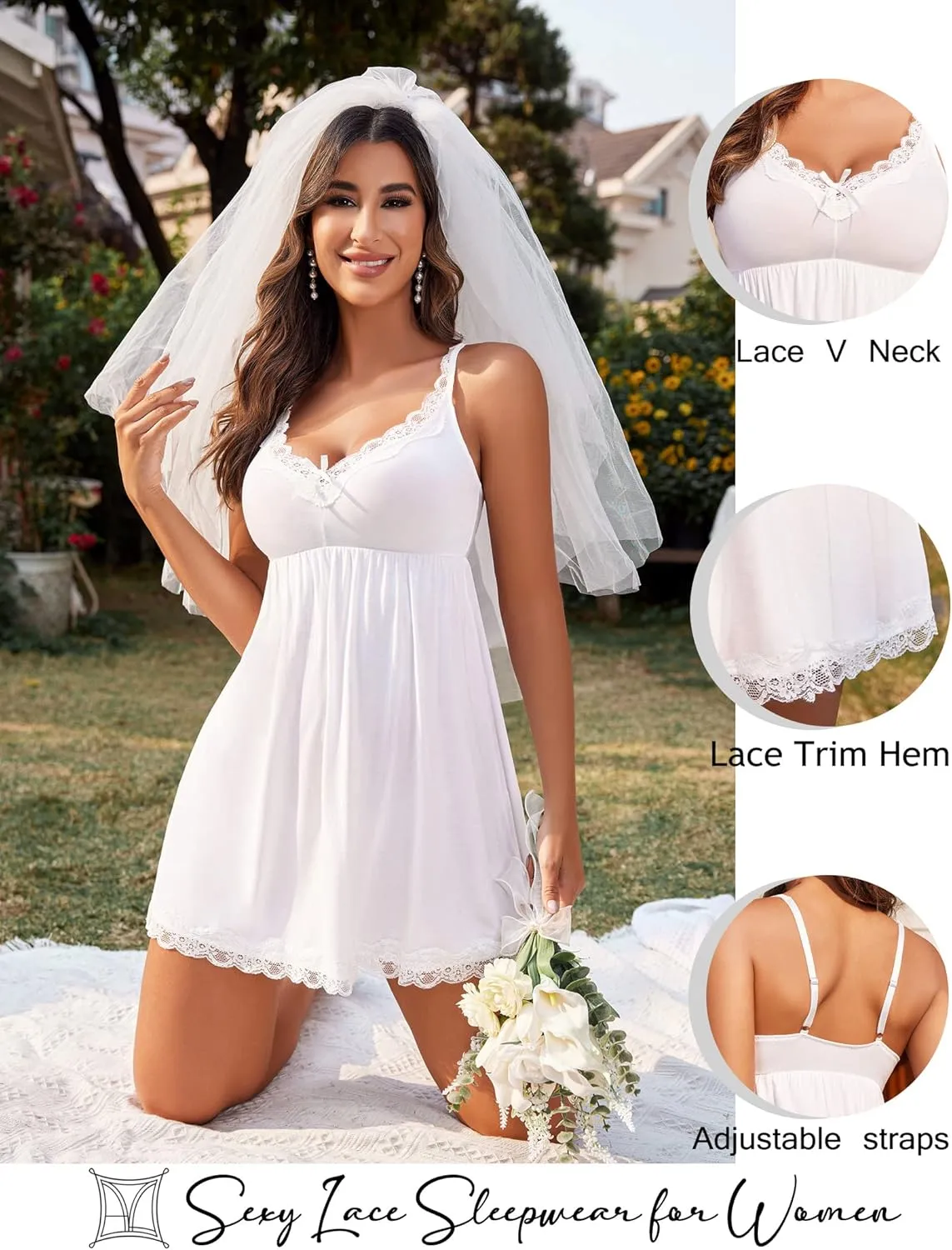 Avidlove Women Sexy Sleepwear Lace Chemise Nightgown Full Slip Babydoll Sleepwear