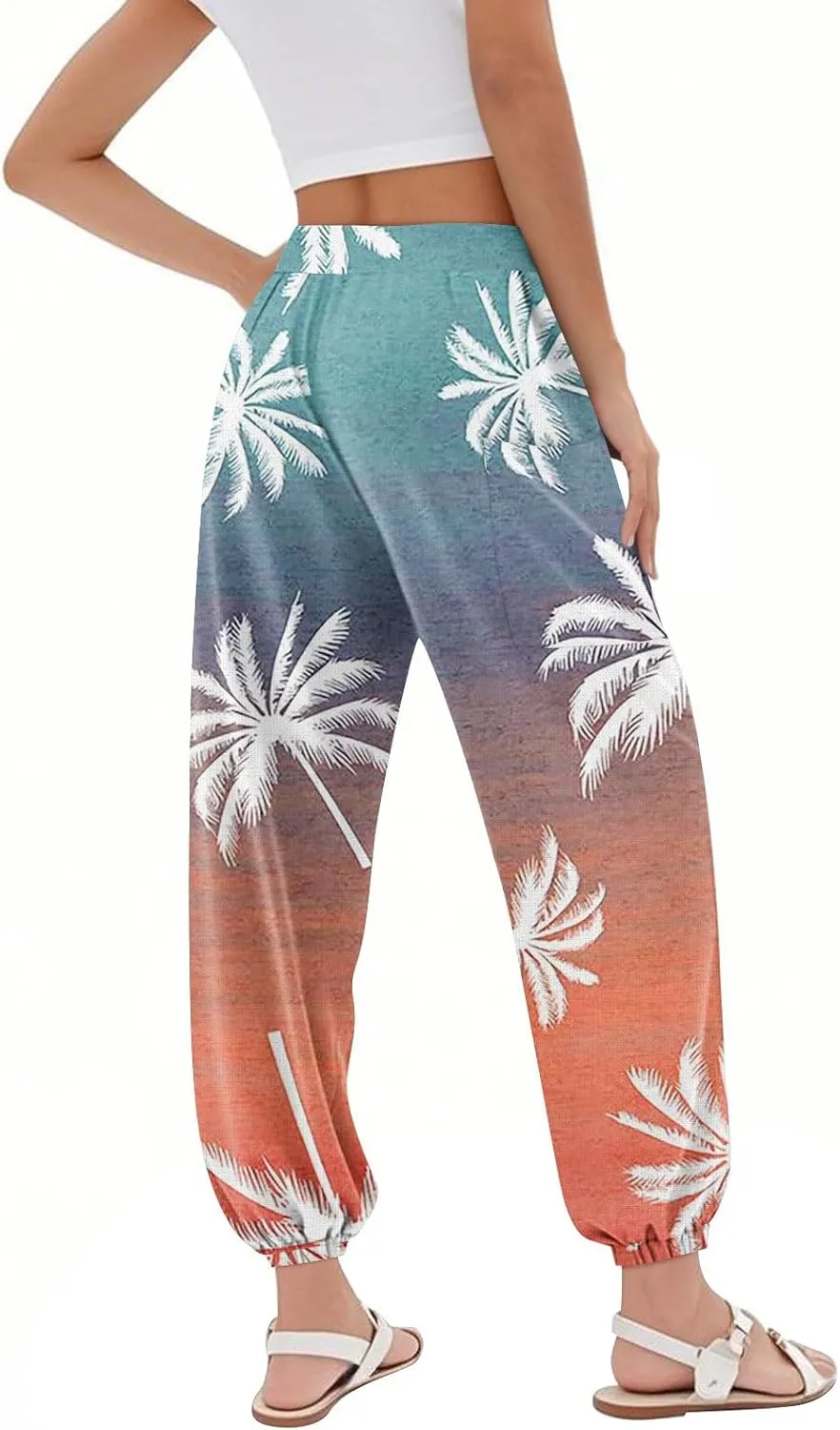 Boho Pants for Women Summer Loose Long Pant Yoga Comfy Work Pockets Trousers Casual Flowy Hippie Clothes