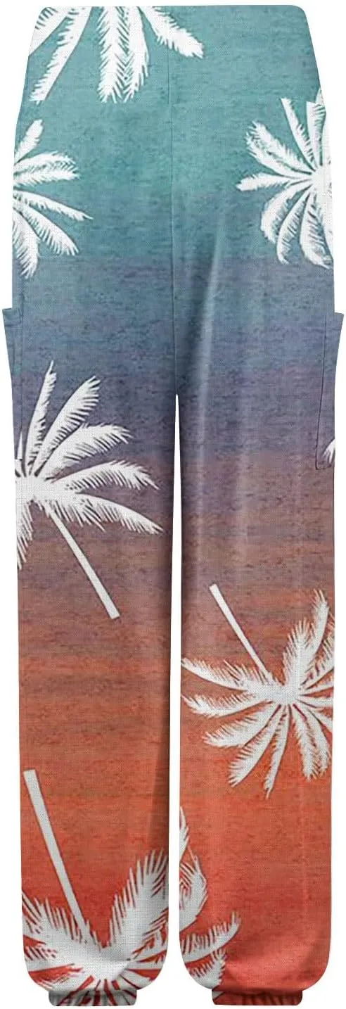Boho Pants for Women Summer Loose Long Pant Yoga Comfy Work Pockets Trousers Casual Flowy Hippie Clothes