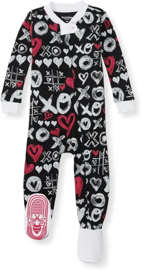 Burt's Bees Baby Baby Boy's Sleeper PJs, 100% Organic Cotton, Soft One-Piece Footie, Diagonal Zip Up Jumpsuit, Snug Fit Pajamas with Snap Tab, XO Doodles, 18 Months