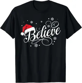 Christmas Believe In Santa Clause Family Matching Women Kids T-Shirt