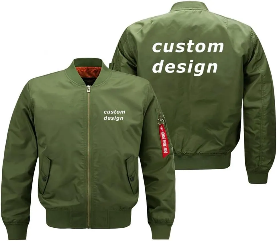 Custom Design Your Own Print Text/logo Aviation Aircraft Men's Bomber Jackets Pilots Windbreaker Lightweight Flight Coat