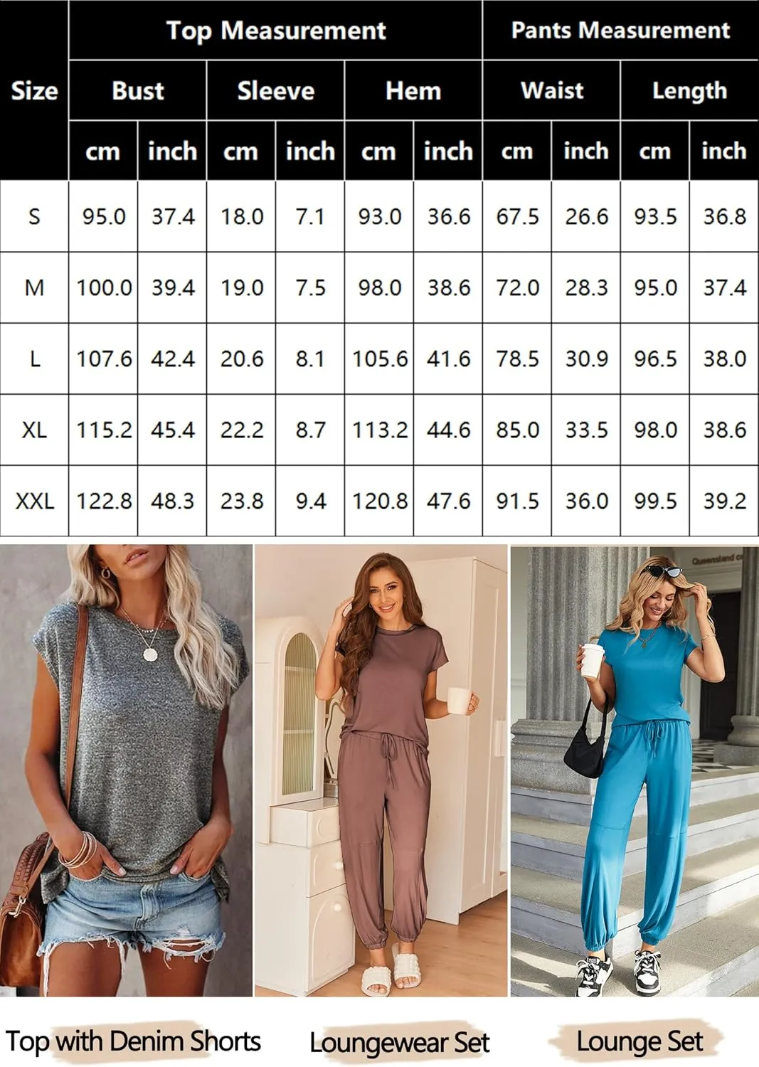 Ekouaer Pajamas for women 2 Piece Lounge Set Cap Sleeve Sleepwear Joggers Pants Pjs with Pockets S-XXL