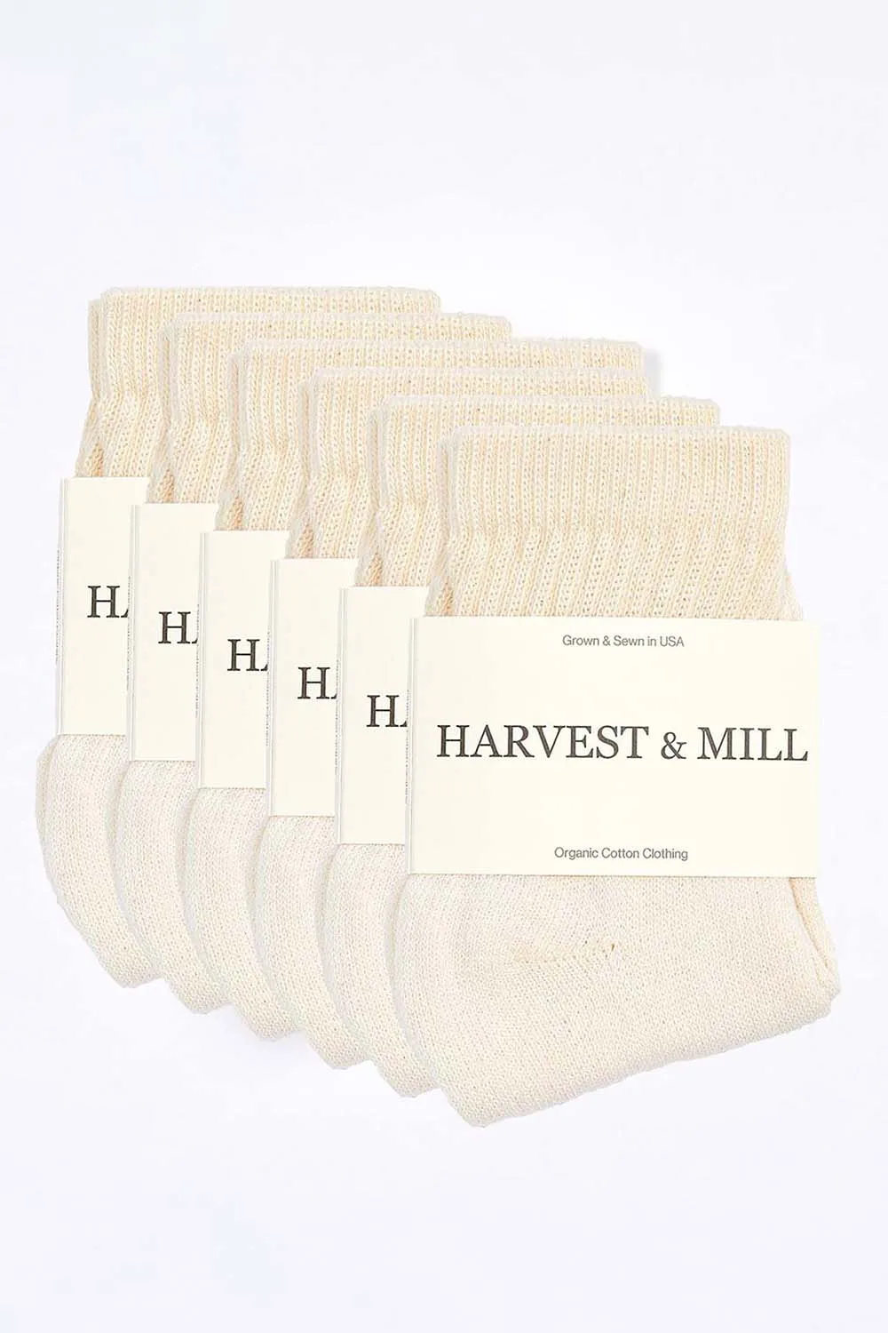Men's 6 Pack Organic Cotton Socks Natural-White Ankle