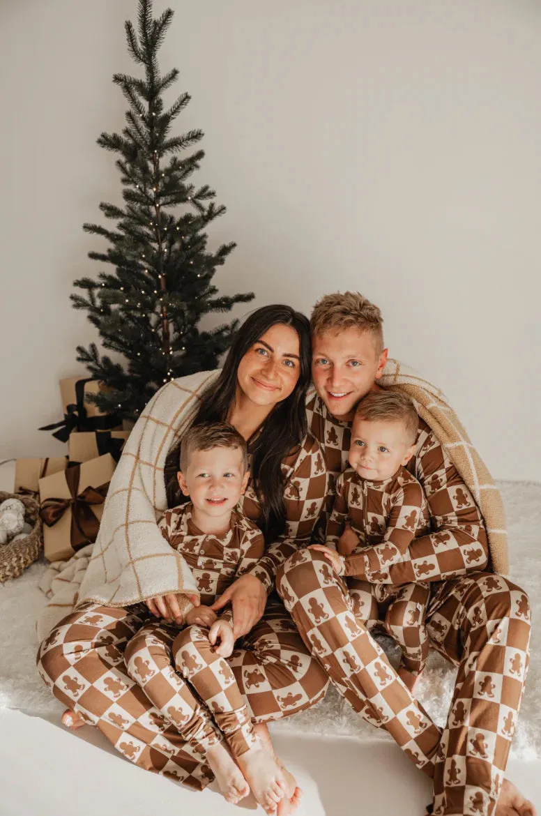 Men's Bamboo Pajamas | Gingerbread Checkerboard