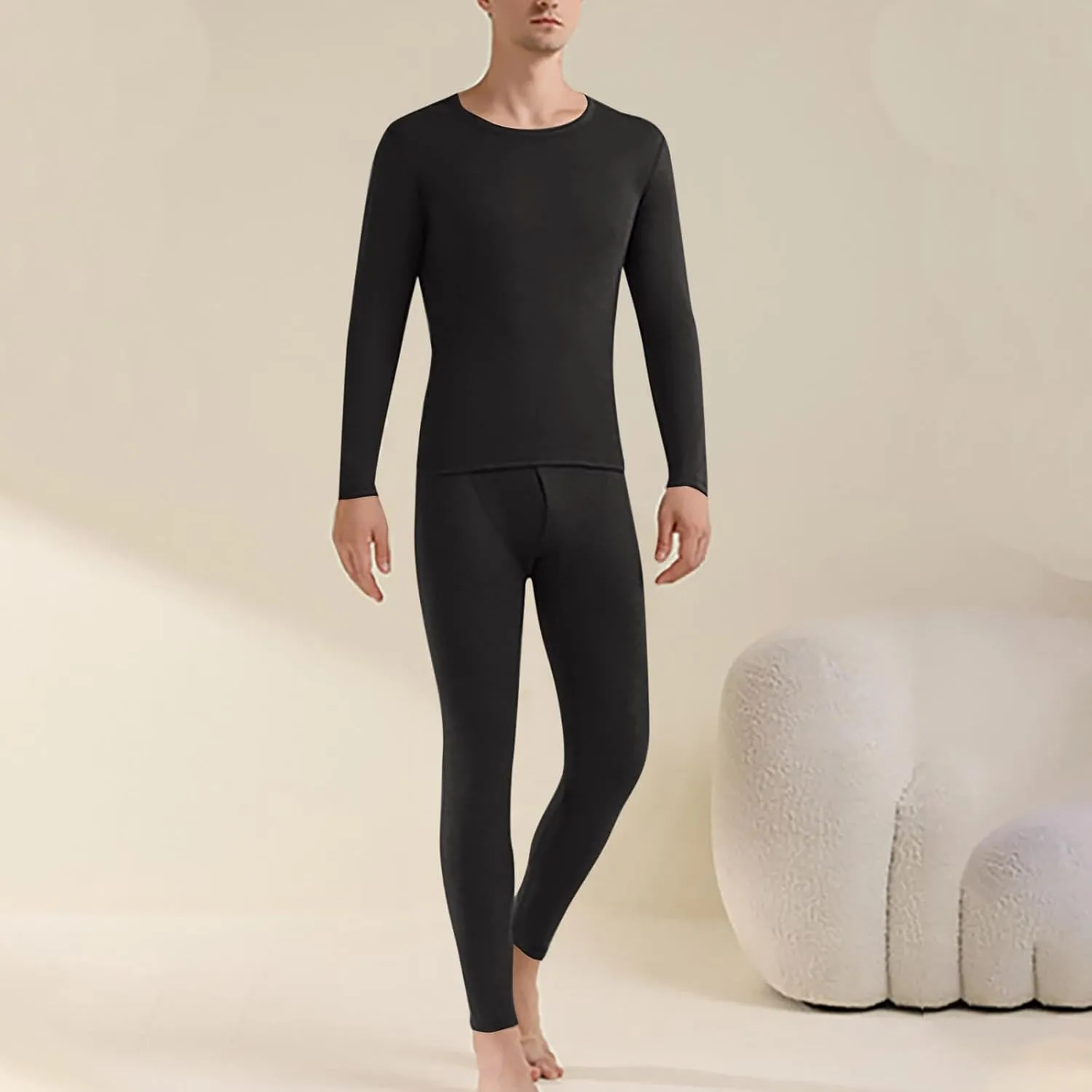 Men's Thermal Underwear Soft Long Johns Warm Thermals Top and Bottom Set 2 Piece Cold Weather Base Layer
