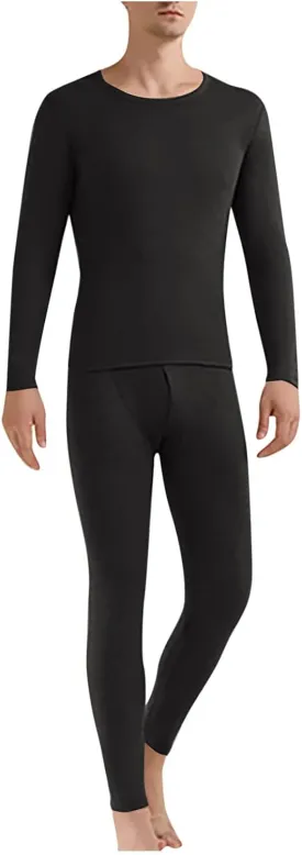 Men's Thermal Underwear Soft Long Johns Warm Thermals Top and Bottom Set 2 Piece Cold Weather Base Layer