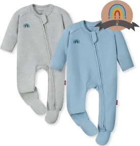 Momcozy Boy Girl Baby Pajamas Onesie, 0-24 M Temp-Sensing 2-Way Zipper Cotton & Viscose Derived from Bamboo Newborn Sleepers
