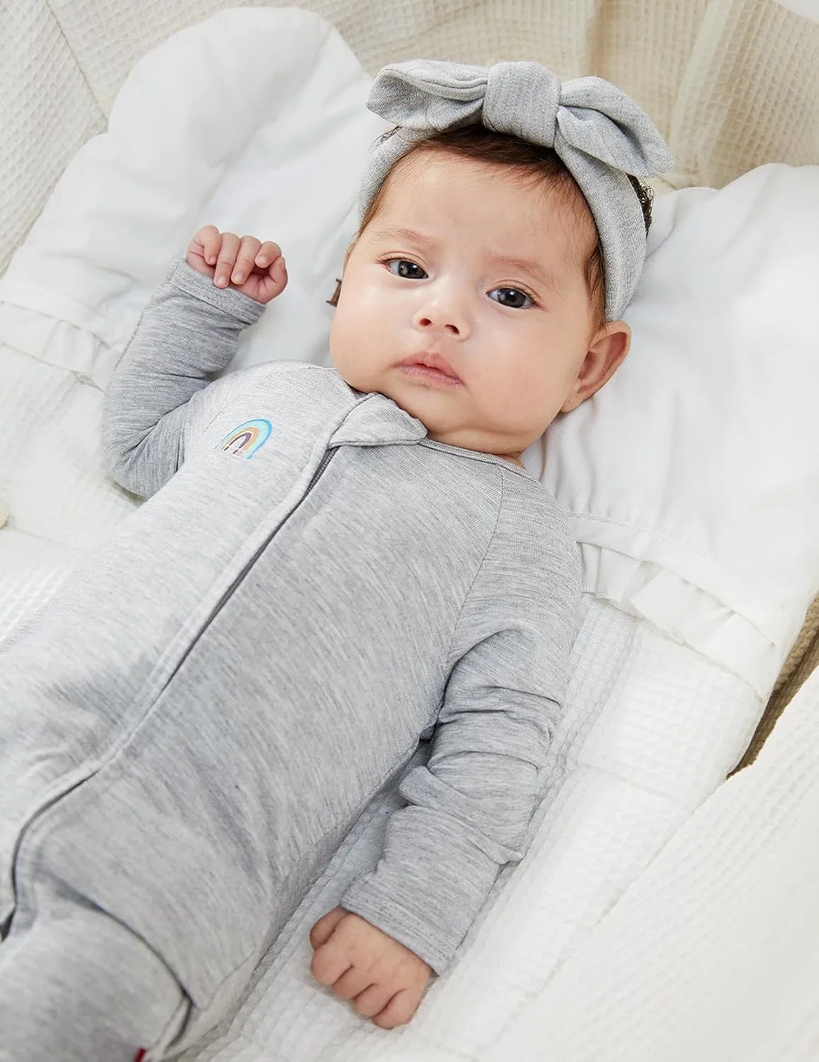 Momcozy Boy Girl Baby Pajamas Onesie, 0-24 M Temp-Sensing 2-Way Zipper Cotton & Viscose Derived from Bamboo Newborn Sleepers