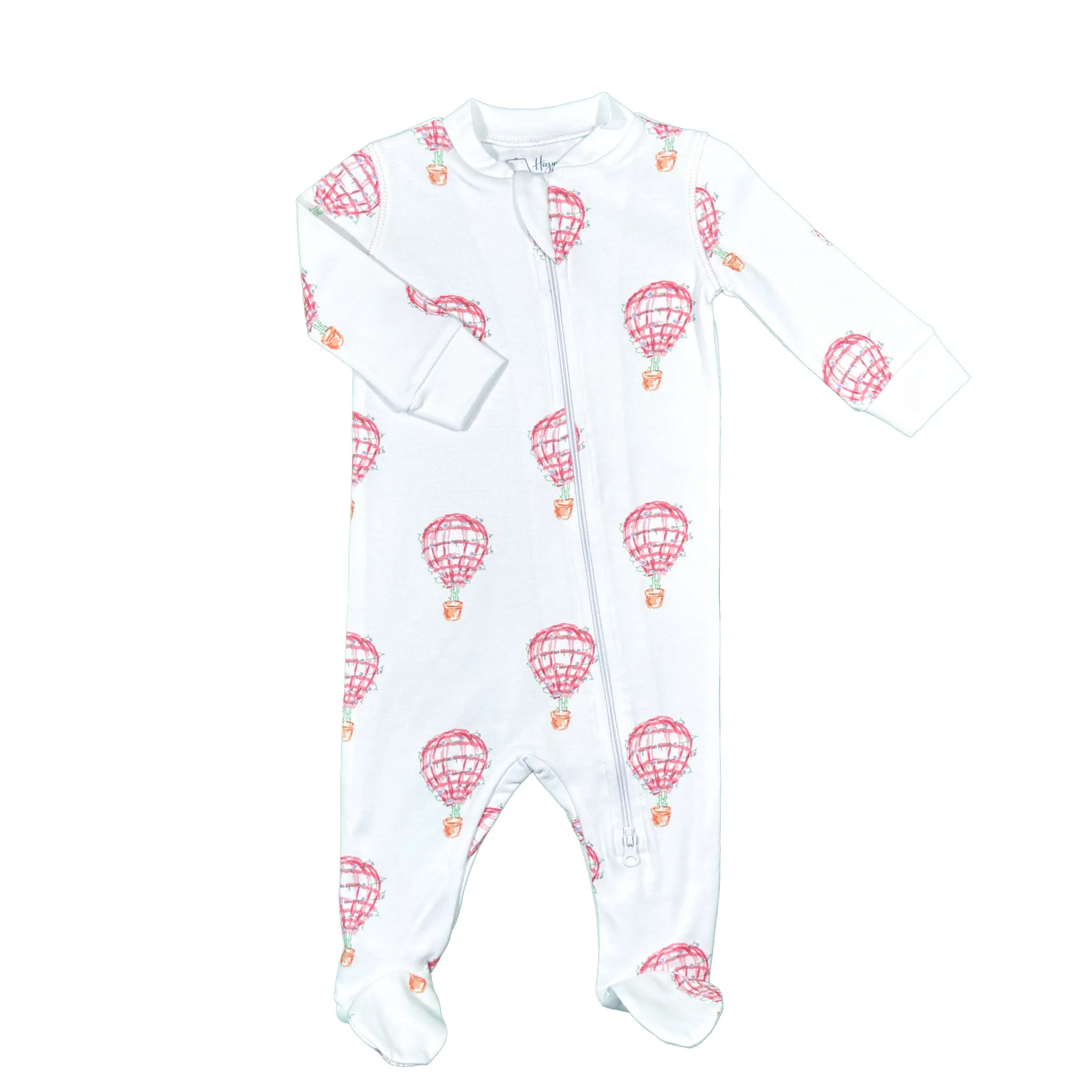 Printed Footie - Pink Hot Air Balloon
