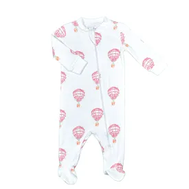 Printed Footie - Pink Hot Air Balloon
