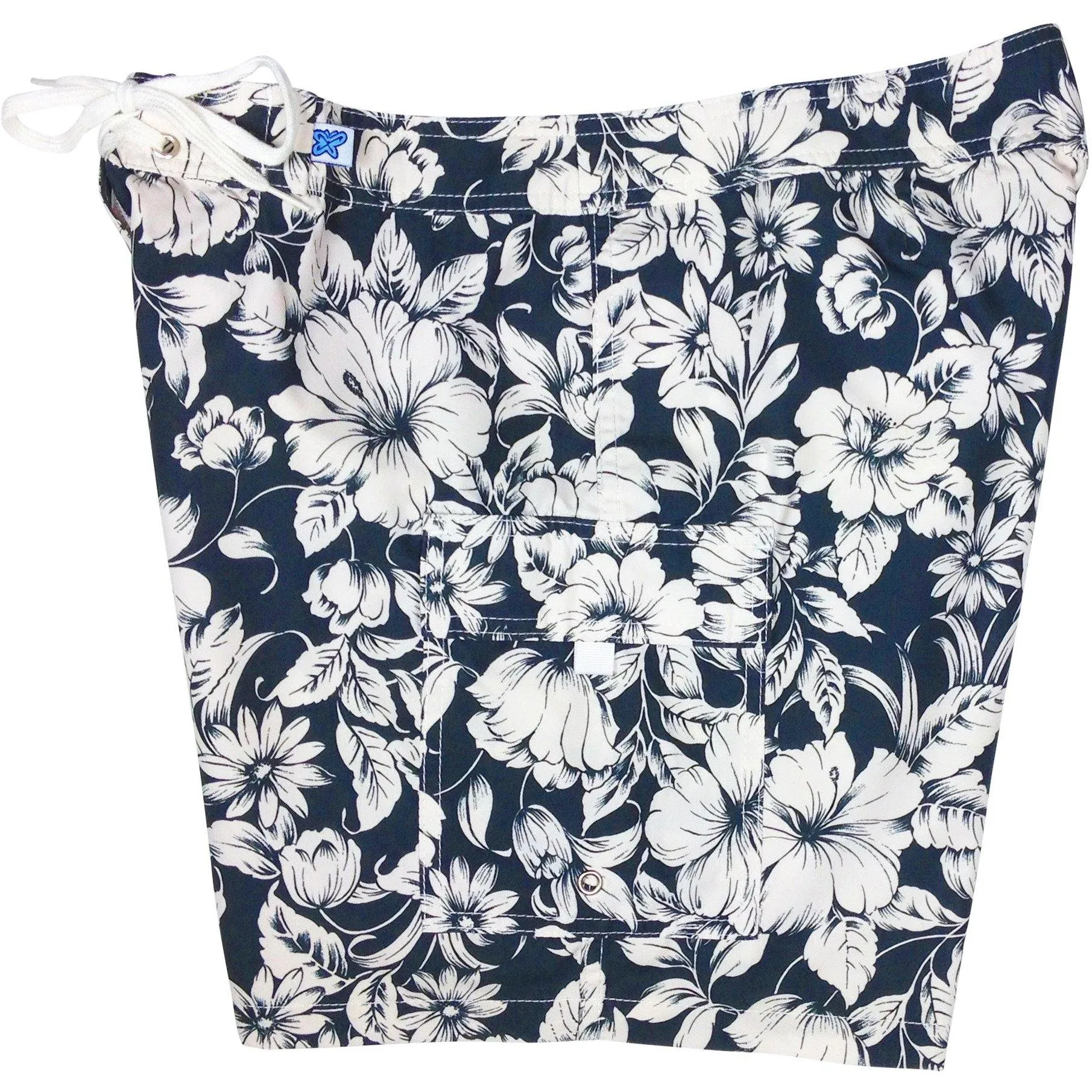 "Vintage" Womens Board Shorts - Regular Rise / 7" Inseam (Black)