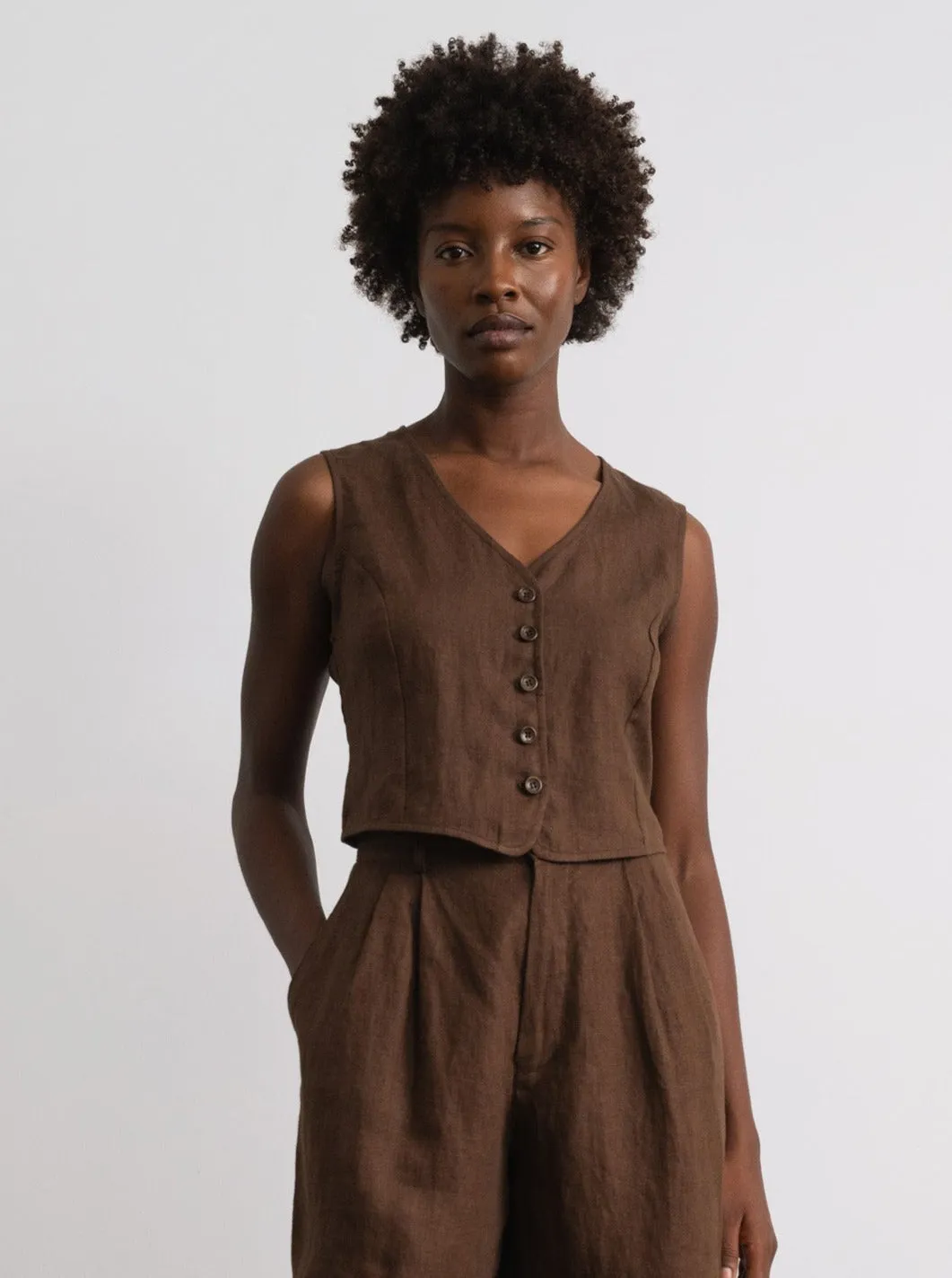 River Vest, Laundered Linen, Manzanita