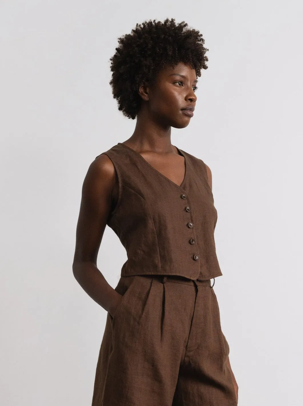 River Vest, Laundered Linen, Manzanita