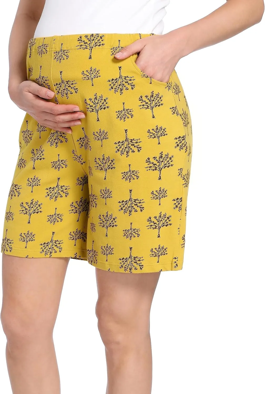 SUIEK Women's Maternity Shorts Lounge Workout Activewear Pregnancy Pants Maternity Cotton Pajamas - 3 Pack