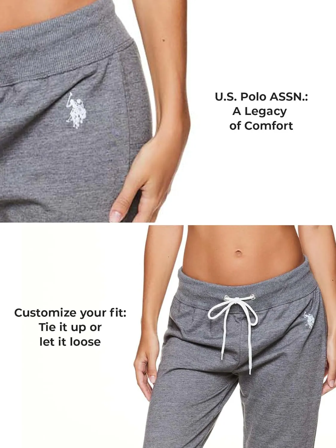 U.S. Polo Assn. Womens Sweatpants - French Terry Lounge Pants Sweats - Breathable, Comfy Joggers for Women No Pockets