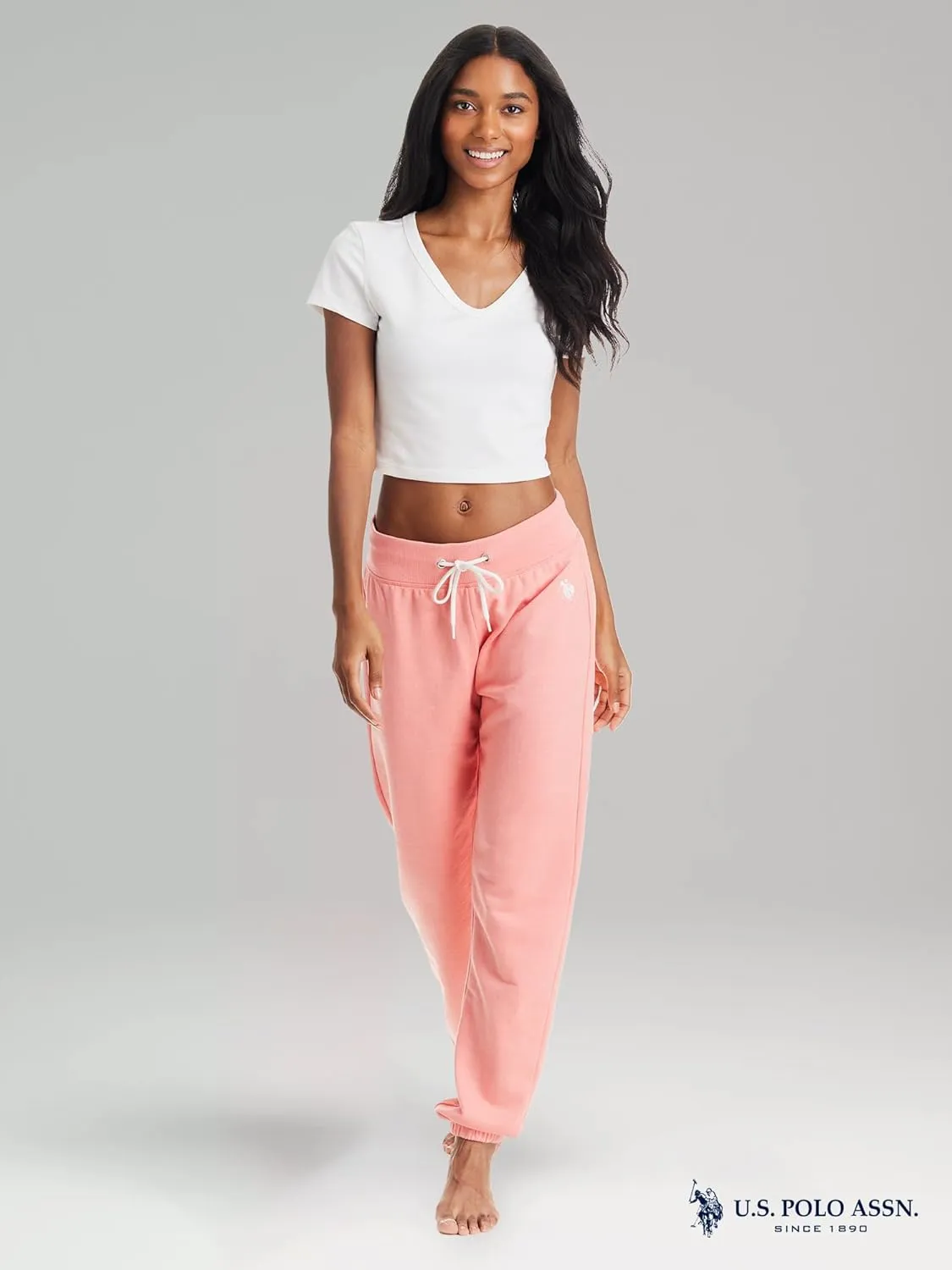 U.S. Polo Assn. Womens Sweatpants - French Terry Lounge Pants Sweats - Breathable, Comfy Joggers for Women No Pockets