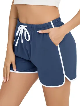 Vlazom Womens Sleep Shorts Cotton Pajamas Yoga Gym Running Active Shorts Drawstring Waist with Pocket S-XXL