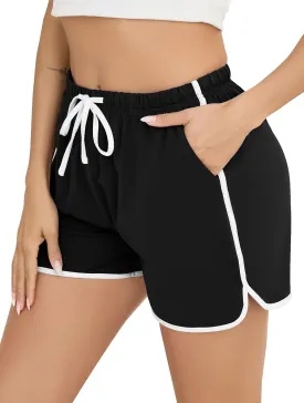 Vlazom Womens Sleep Shorts Cotton Pajamas Yoga Gym Running Active Shorts Drawstring Waist with Pocket S-XXL